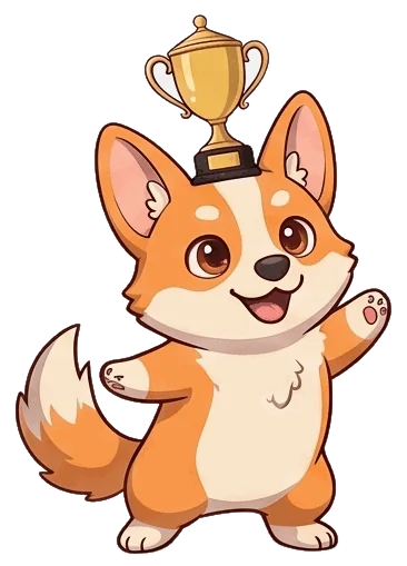 Corgi mascot cheering