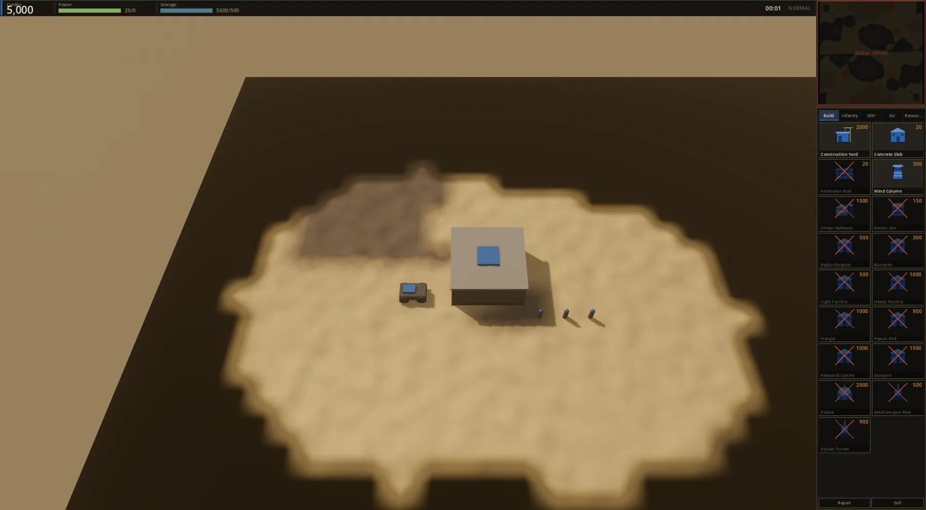 Early grey-box build of the game
